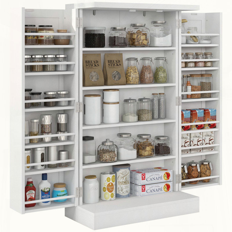 Compact Kitchen Pantry with 12 Door Shelves and Adjustable Shelving