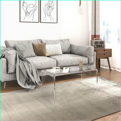 Minimalist Acrylic Waterfall Coffee Table 32” Long – Space-Enhancing and Shatter-Resistant