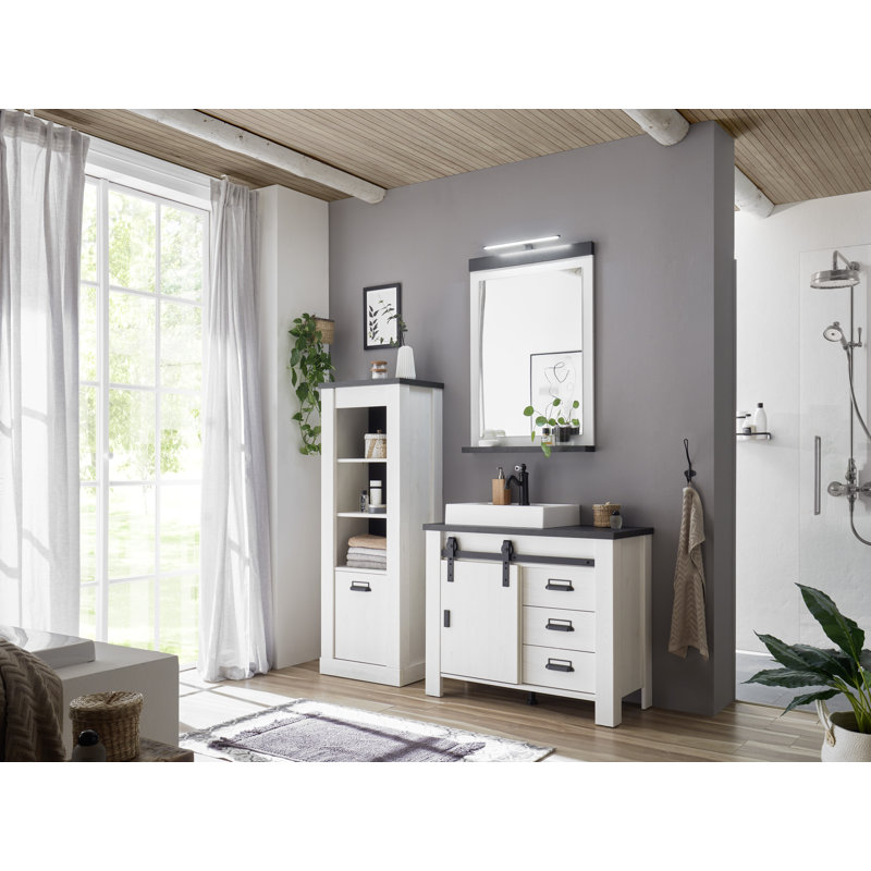 Jackeline 51cm W x 146cm H x 38cm D Linen Cabinet, White/Anthracite