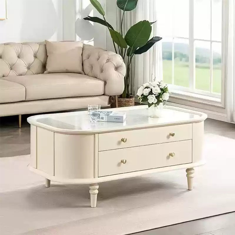 Table basse blanc crème, H 18,89 po x L 43,3 po x l 25,98 po