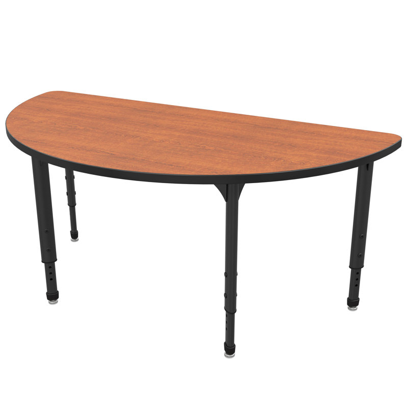 Table d'activité semi-ronde à hauteur réglable Marco Apex Series, Cerisier sauvage, Noir