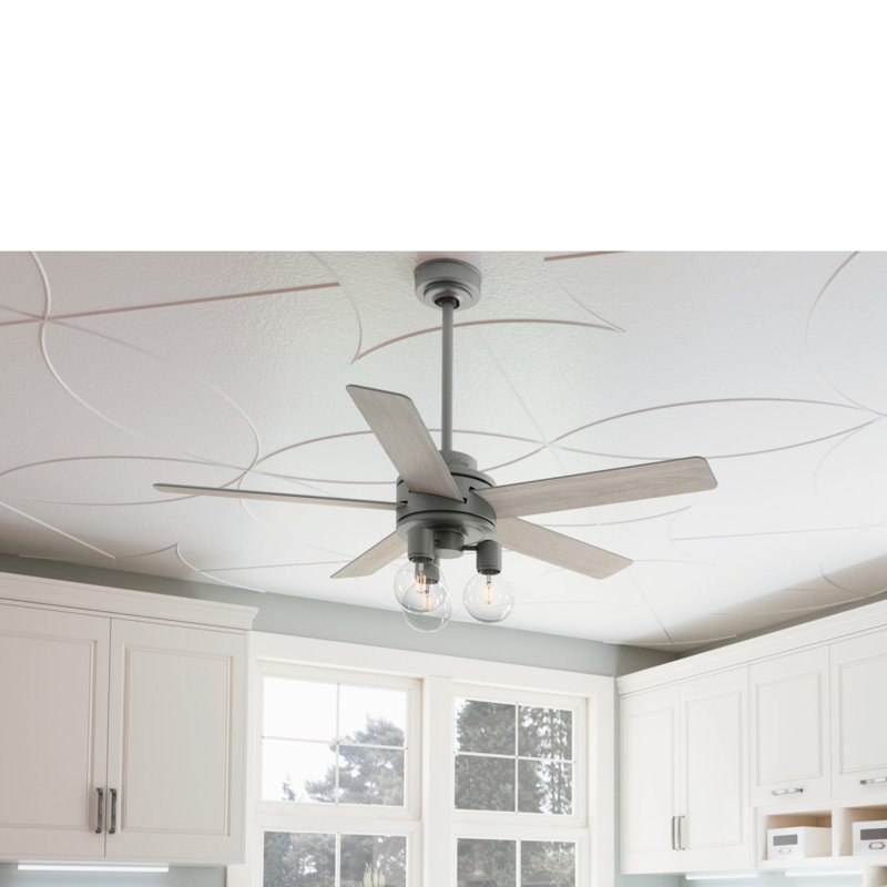 52" Hardwick 5 - Blade Standard Ceiling Fan with Remote Control and Light Kit Included, Gray