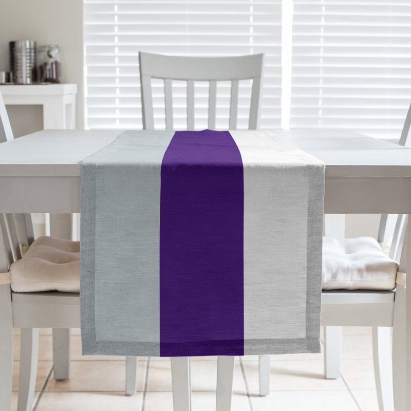 Chemin de table, Colorado, 90 po x 16 po, Argent / mauve / blanc