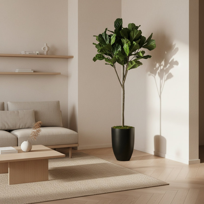 7 Faux Fiddle Leaf Fig Tree in Fiberstone Pot