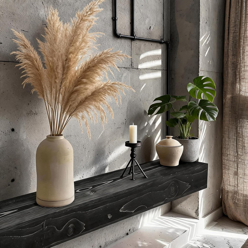 Étagère murale en pin, support de rangement mural flottant, solution gain de place, Noir 60 po