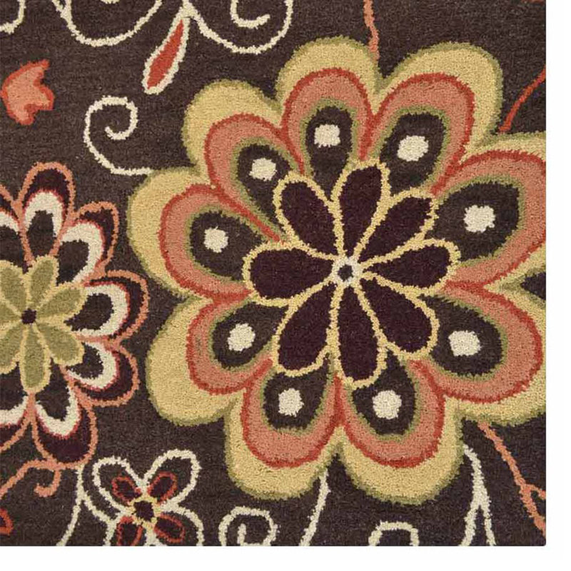 Candita Hand Tufted Wool Eco-Friendly Area Rugs - Rectangle, Brown Color, Floral Modern Design, High Pile Thick Handmade Anti Skid Area Rugs for Living Room, Bed Room