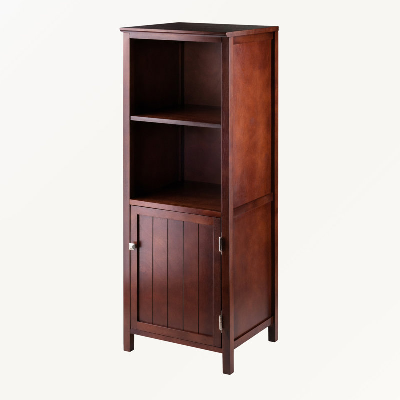 Armoire à 2 sections avec tablette ouverte en noyer Dominguez, H 47,18 po x l 17,11 po x P 15,55 po