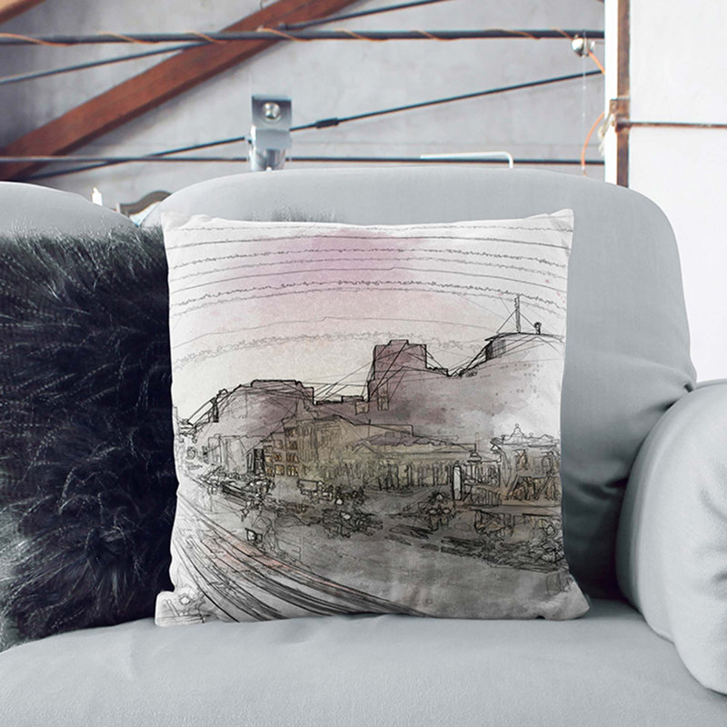 Abstract Square Throw Cushion, 40cm H x 40cm W x 15cm D