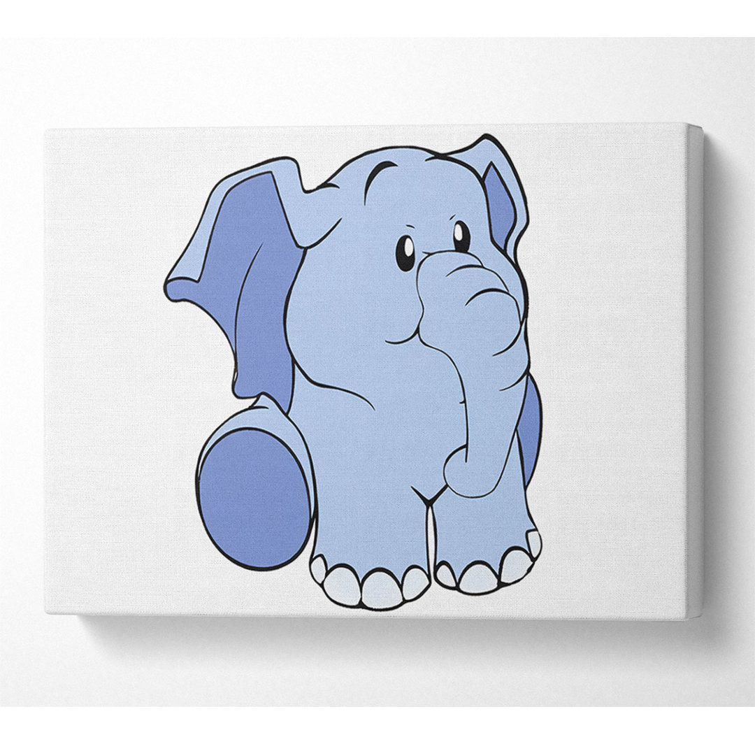 Happy Baby Elefant Weiß - Leinwanddrucke auf Wrapped Canvas