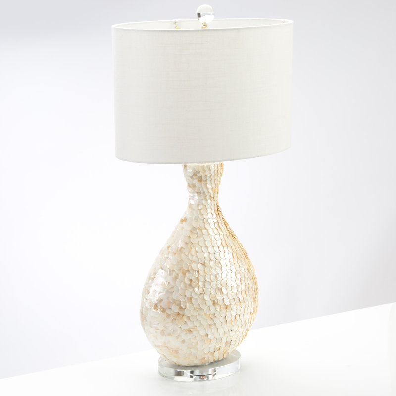 Lampe de table haute en MDF 34,5 po La Pearla, crème