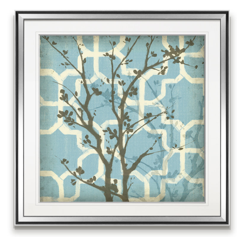 « silhouette & motif i », peinture, H 16 po x l 16 po x P 1,5 po, Encadrement argenté