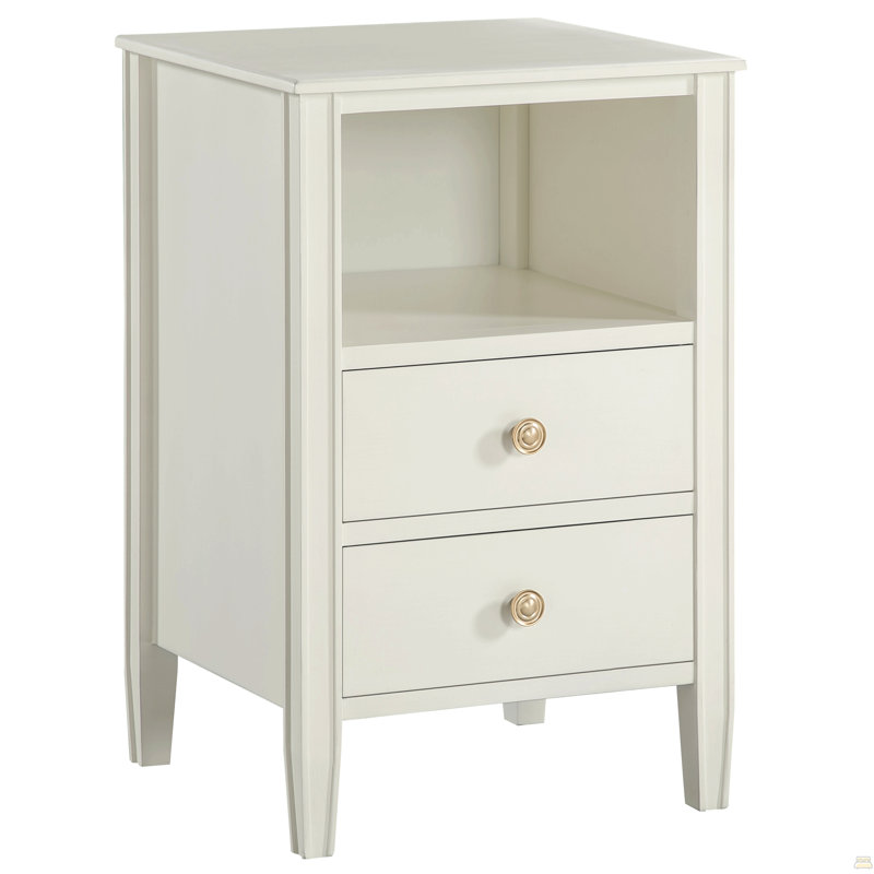 Table de chevet à 2 tiroirs Winston - Blanc antique, Antique White