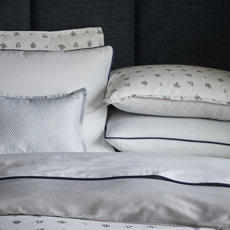 4-Piece Feuille Bluer Linen Bedding Set, Full