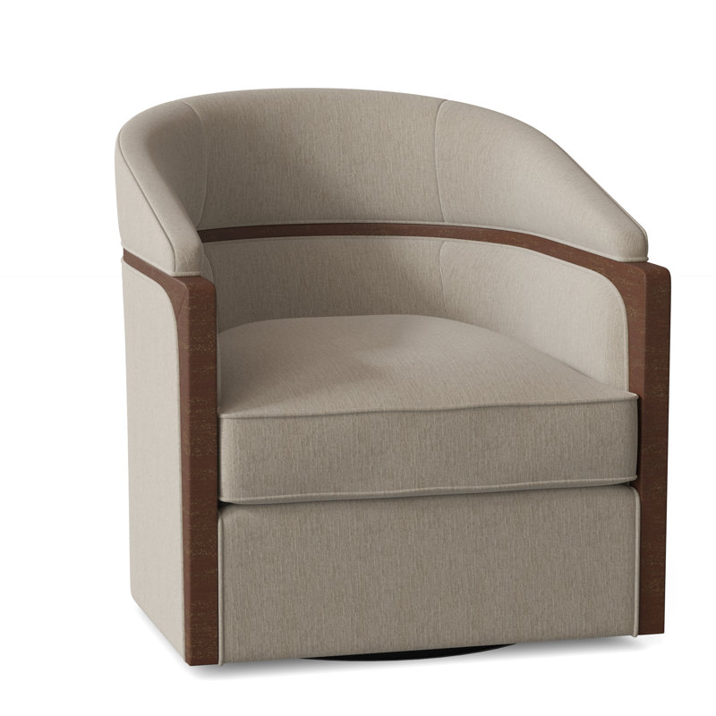 Forester 29" W Swivel Barrel Chair, 3156 Linen Polyester, Walnut