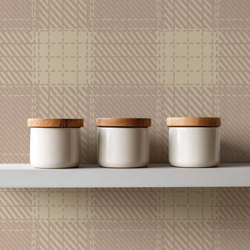 Campers Plaid, Dusty Peach, Peel & Stick