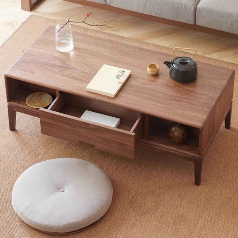 47.24" Nut-brown Solid Wood Rectangular Coffee Table