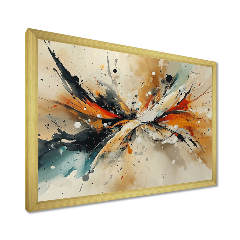 Impression sur toile «Emotion Pulse Of Autumn Colors II - Abstract Realism», H 12 po x l 20 po, Cadre simple, Doré