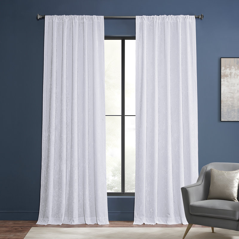 Tondrea Lush Crush Velvet Curtains, Room Darkening Curtain for Bedroom and Living Room (1 Panel), 50" W x 120" L, Pearl White
