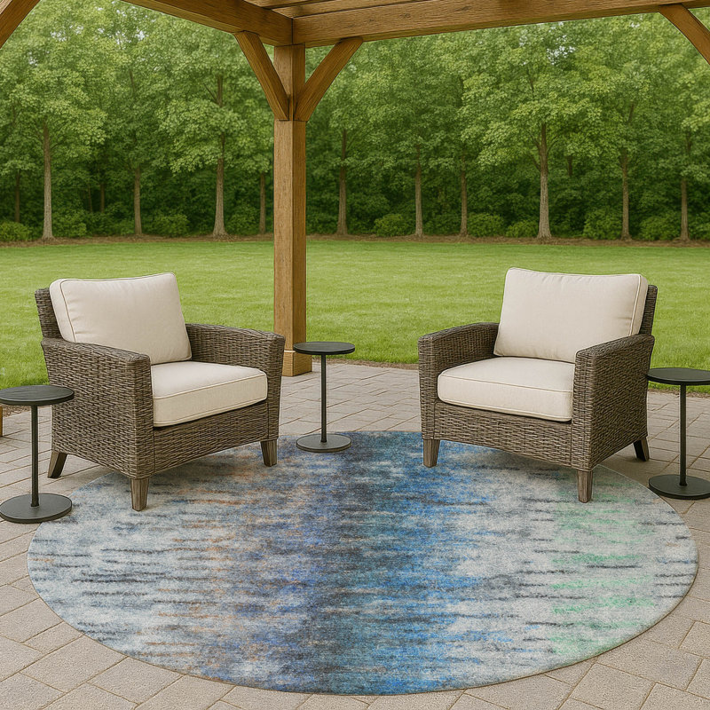 Machine Washable Indoor/Outdoor Chantille ACN2319 Casual Rug, Round 8'