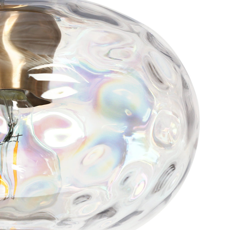 Luminaire suspendu surdimensionné pour îlot de cuisine à 5 lumières l 52,4 po Willeford avec décorations en verre iridescent