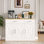 Farmhouse Buffet Cabinet – Accent Storage With Doors & 3 Drawers, Wide Sideboard Coffee Bar, Ivory