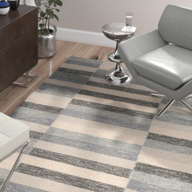 Whittlesey Hand Woven Cotton Striped Rug, Rectangle 4' x 6'