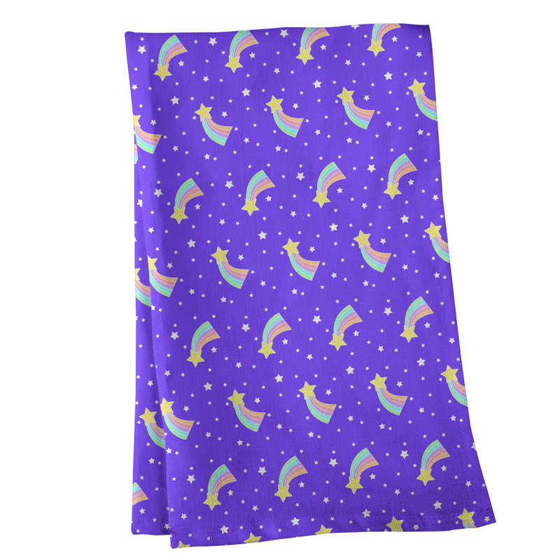 Serviette à thé à motif filant stars, Mauve, Sergé de coton