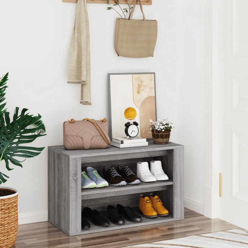6 Pair Shoe Storage Cabinet, Grey Sonoma