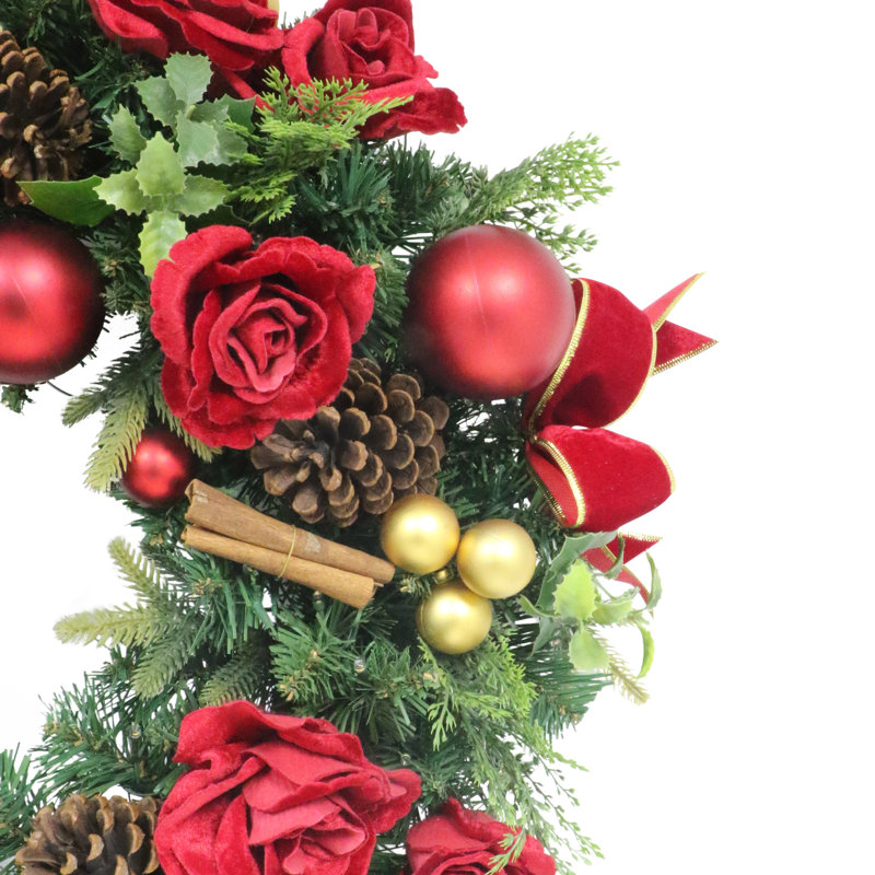 Pre-Lit Artificial Adorned Christmas Wreath