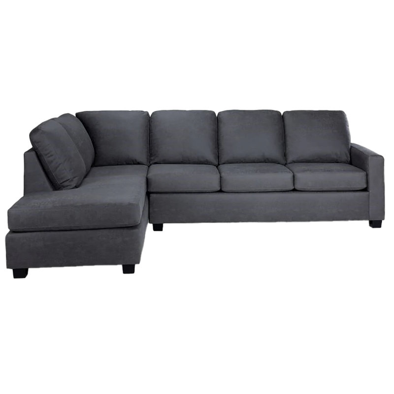 Canapé modulaire en L Alexius, gris (LHF), Orienté à gauche (vu de face), Polyester gris
