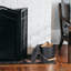 Seau en bois de frêne de 1,5 gallon avec couvercle, pelle, balai - pour foyers, poêles à bois