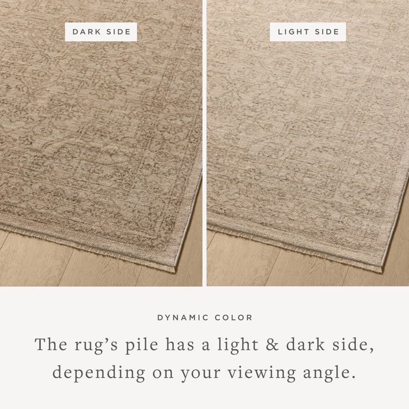 Tapis taupe / os Bungalow Rose Allysan, Carré 1 pi 6 po