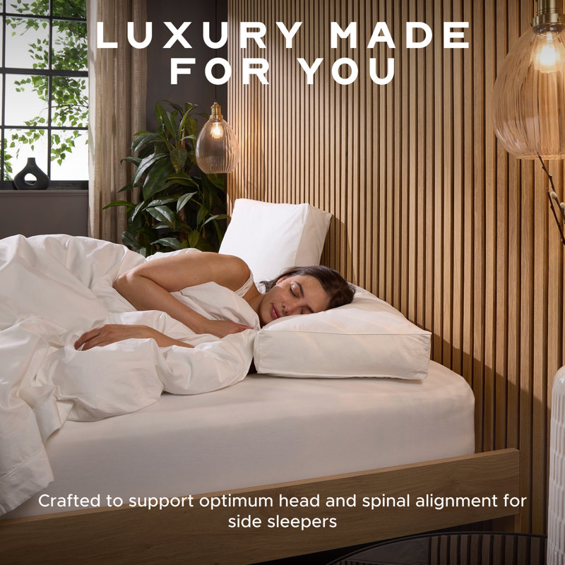 Luxurious Hotel Snuggledown Side Sleeper Firm Support Cotton Cover 2 Pillow