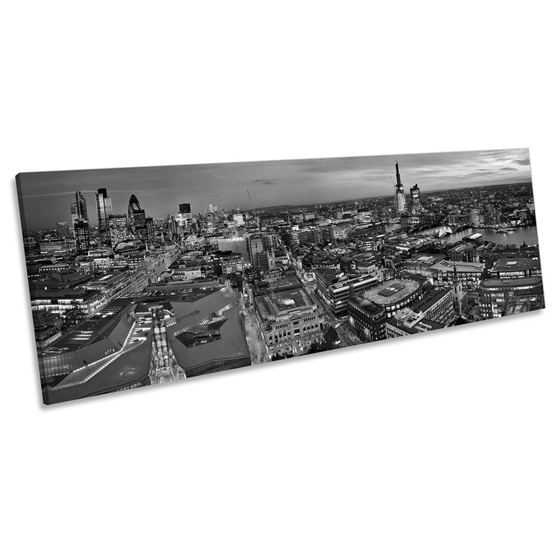 City Of London Skyline B&W - Wrapped Canvas Panoramic Art Prints, 30.48cm H x 91.44cm W