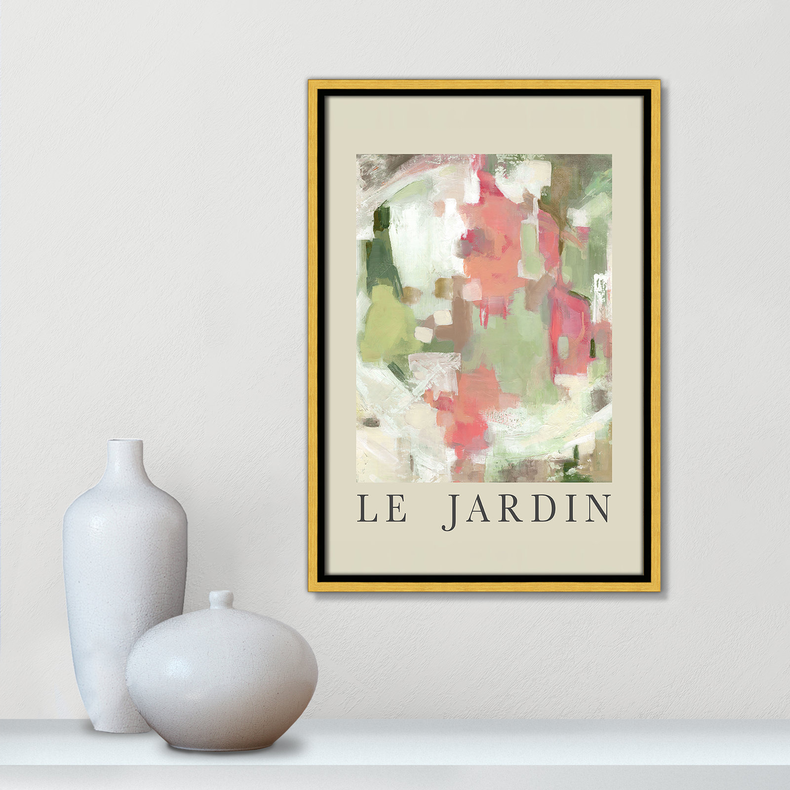 Riya "Le Jardin" Print by Carol Robinson, Gold Floater Frame, No, 19.5" H x 13.5" W x 2" D