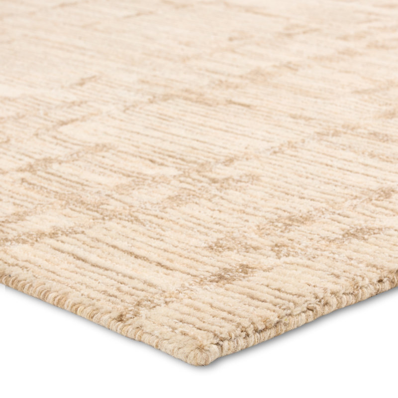 Ivory Handmade Wool Tufted Abstract Rectangular Rug