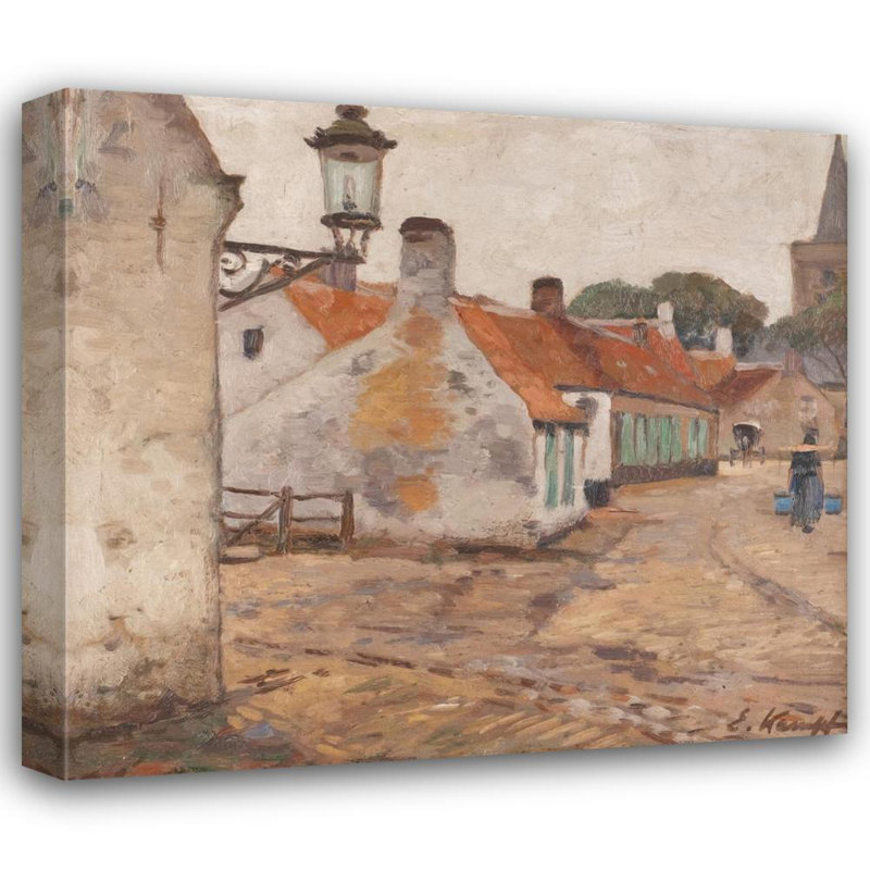 «View of a Village» par Eugen Kampf - Art mural sur toile tendue avec châssis, H 40 po x l 28 po
