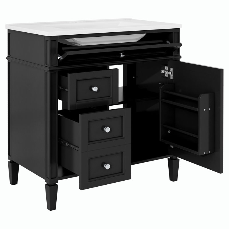 Meuble-lavabo de 30 po avec lavabo supérieur, Noir, noir, noir, noir