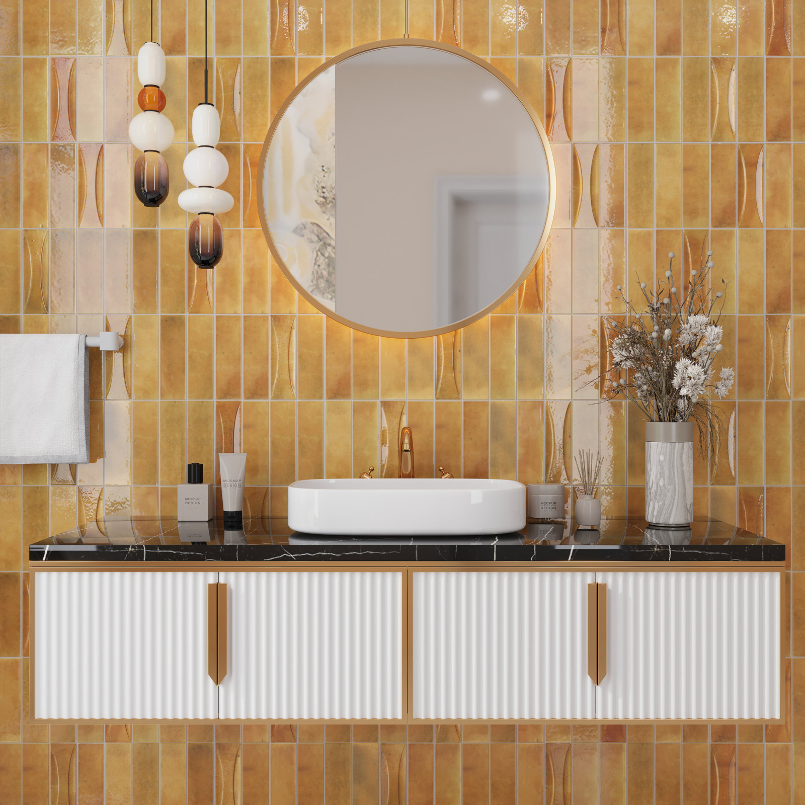 Antiek 3" x 8" Ceramic Subway Tile, Honey Orange