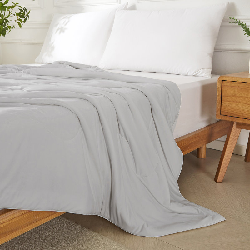 Édredon léger et réversible rafraîchissant - Courtepointe douce et extensible, Courtepointe simple, Gris clair