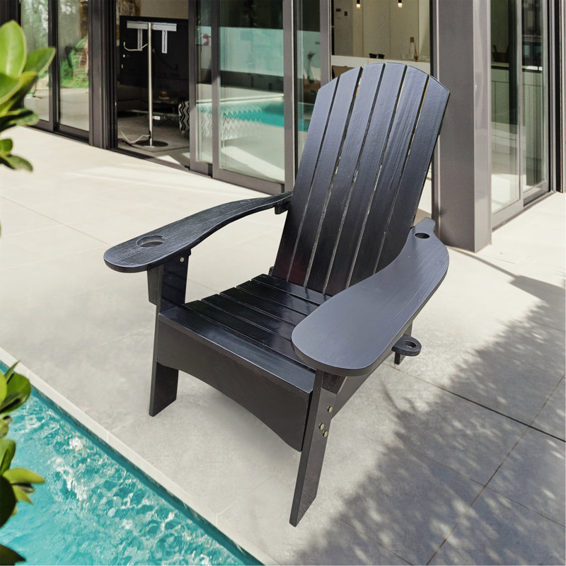 Chaise Adirondack d'extérieur ou d'intérieur en bois avec trou de parasol et fabrication robuste
