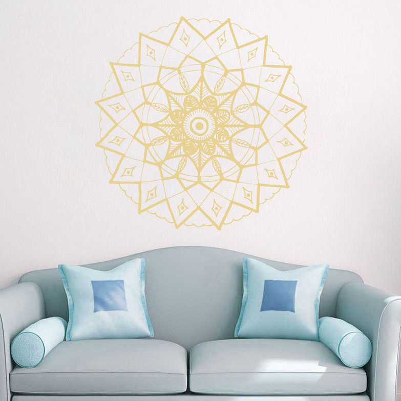 Adhésif décoratif mandala yoga, H 20 po x l 22 po, Crème, crème