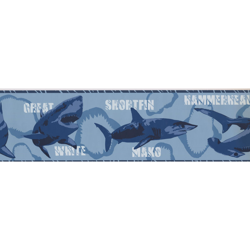 Bordure murale de diverses espèces de requins, Bleu