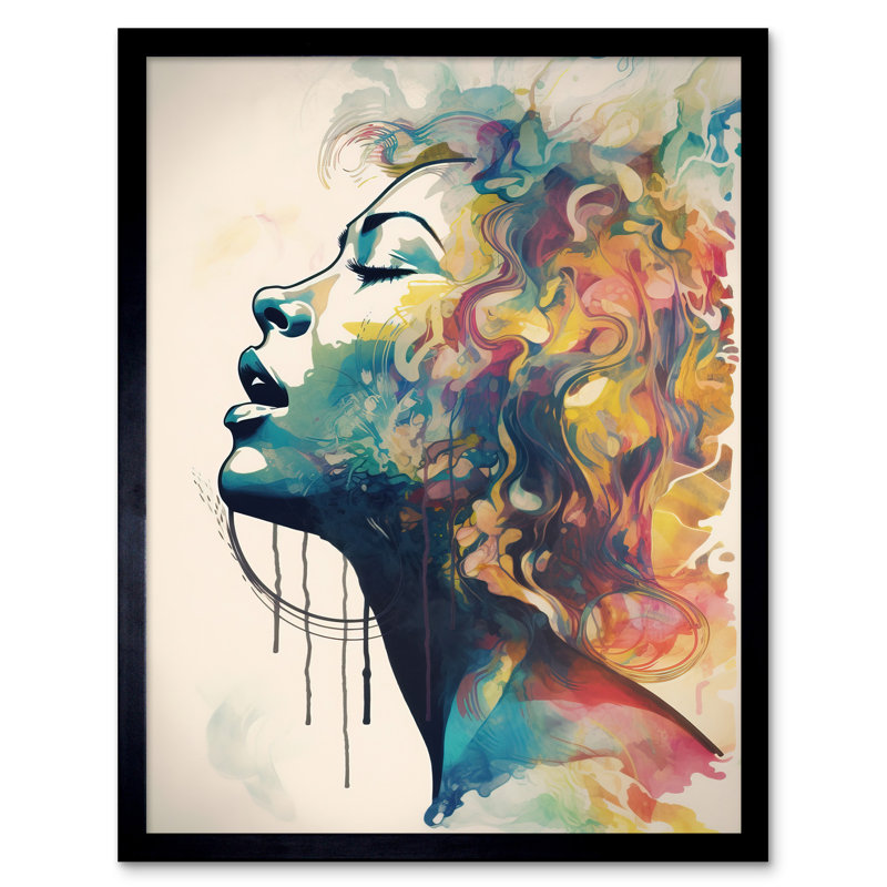 Claborn Sensual Woman Female Profile Portrait Soft Pastel Colour - Single Picture Frame Print