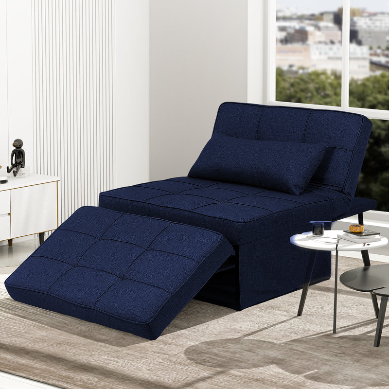 Upholstered Accent Chair, Navy Blue Cotton Blend