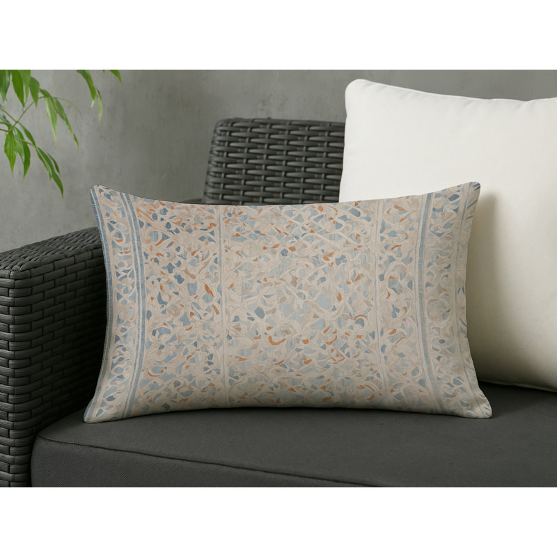 Coussin décoratif intérieur / extérieur gris Modern Modern, Beige/Blue/Brown Abstract 1, Rectangle H 25 po x l 18 po