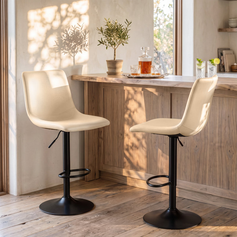 Ensemble de 2 tabourets de bar pivotants Halima Rockel, Beige, 2