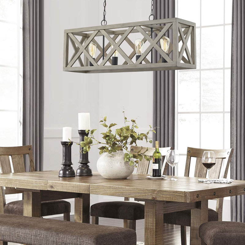 Luminaire suspendu linéaire à 4 lumières pour îlot de cuisine Oppel