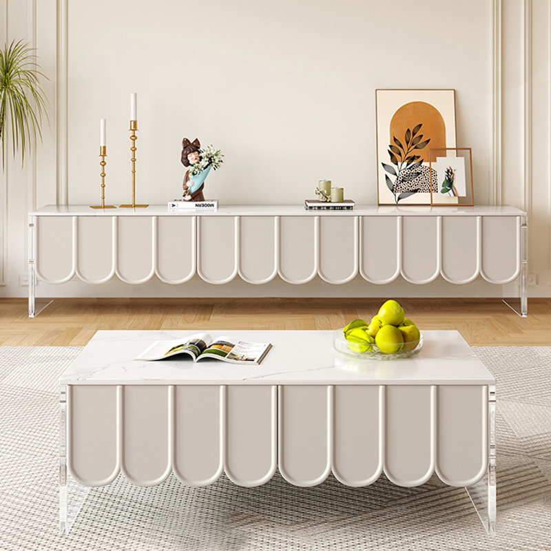 Meuble télé et table basse de style crème