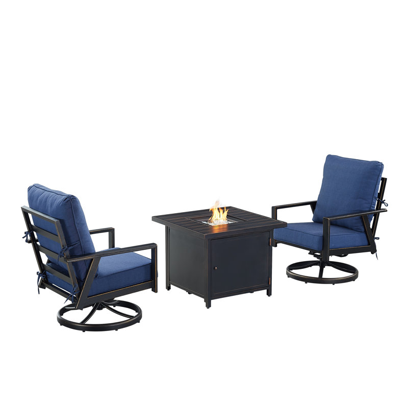 Ensemble bistro noir avec deux chaises, Bleu